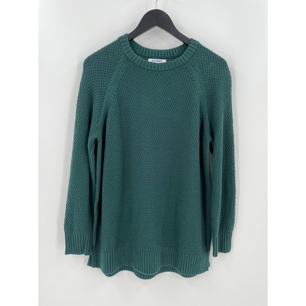 Old Navy Emerald Isle 100% Cotton Green Textured Tunic Sweater Small Longline